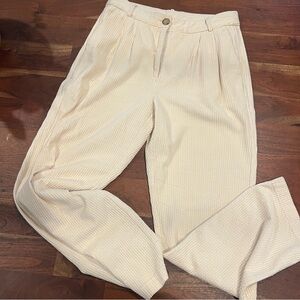 Aritzia Beige Textured Straight Leg Pants